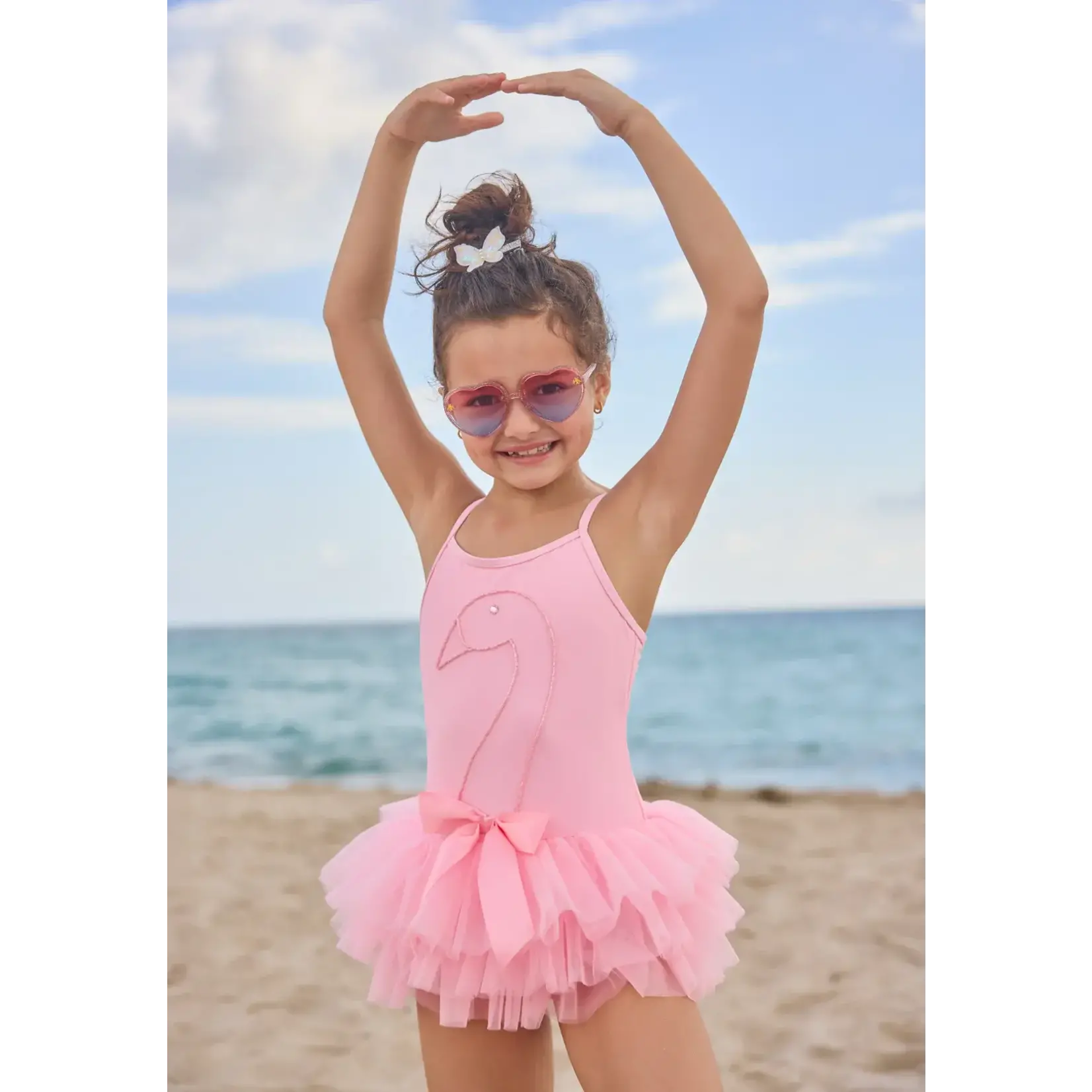 Lola & The Boys Lola & The Boys Pink Swan Shimmer Tulle Swimsuit