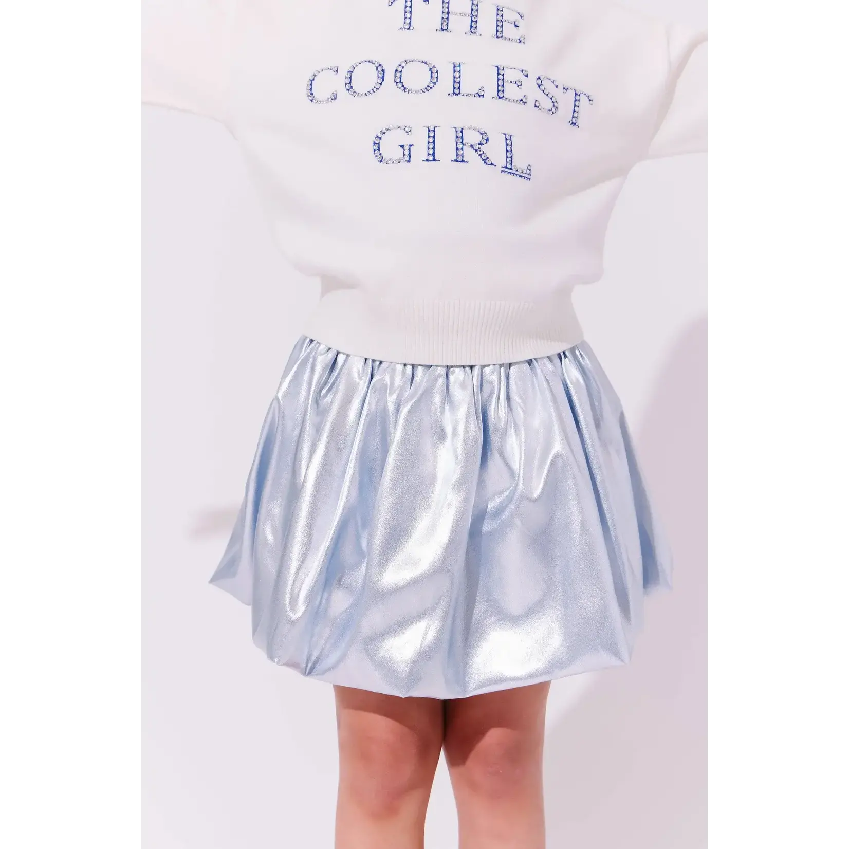 Lola & The Boys Lola & The Boys Silver Shiny Metallic Mini Skirt