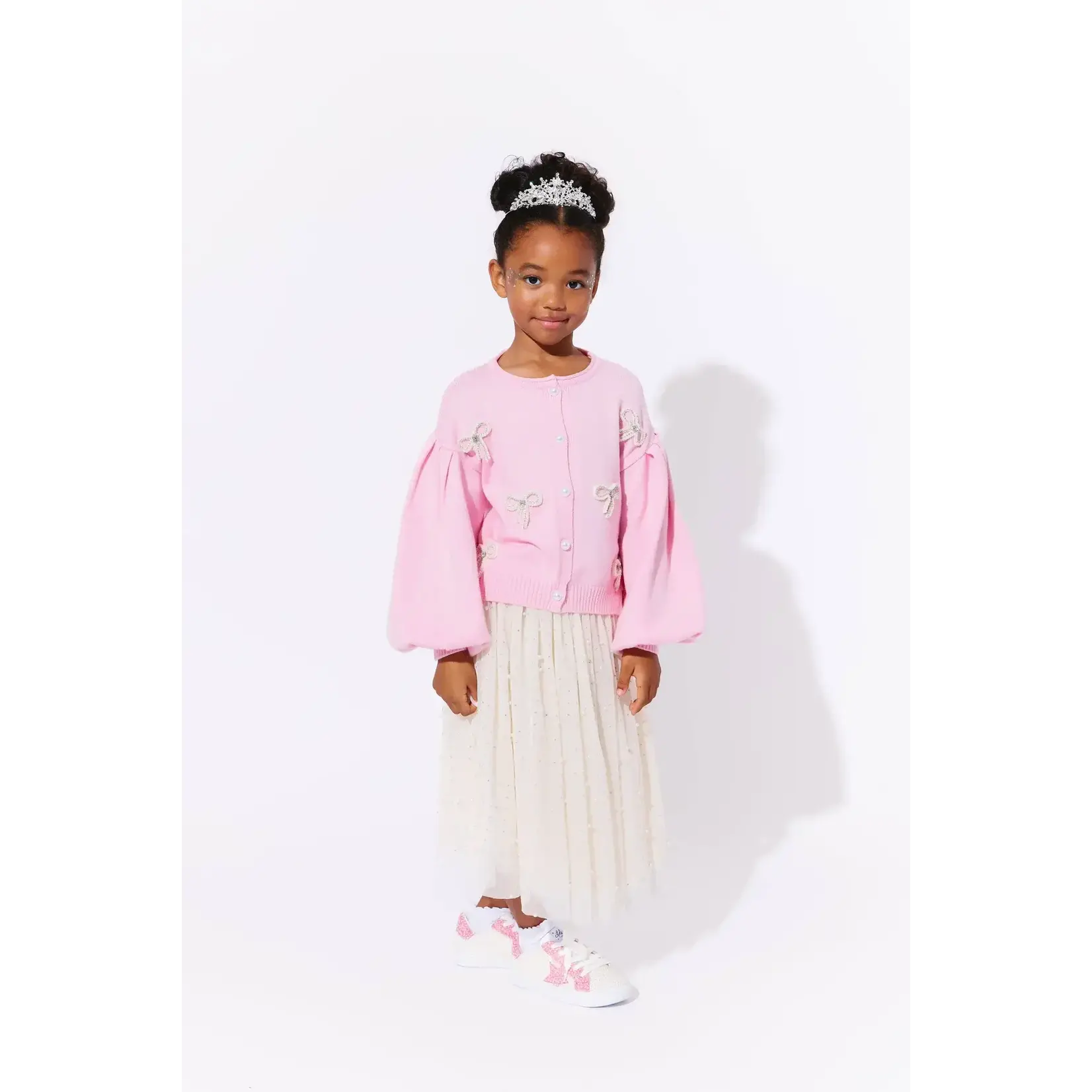 Lola & The Boys Lola & The Boys Pearl Bow Cardigan