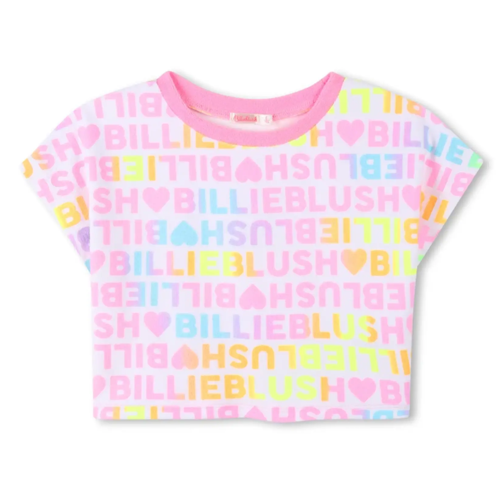Billie Blush Billie Blush White Terry All Over Print Tee & Short 2PC Set