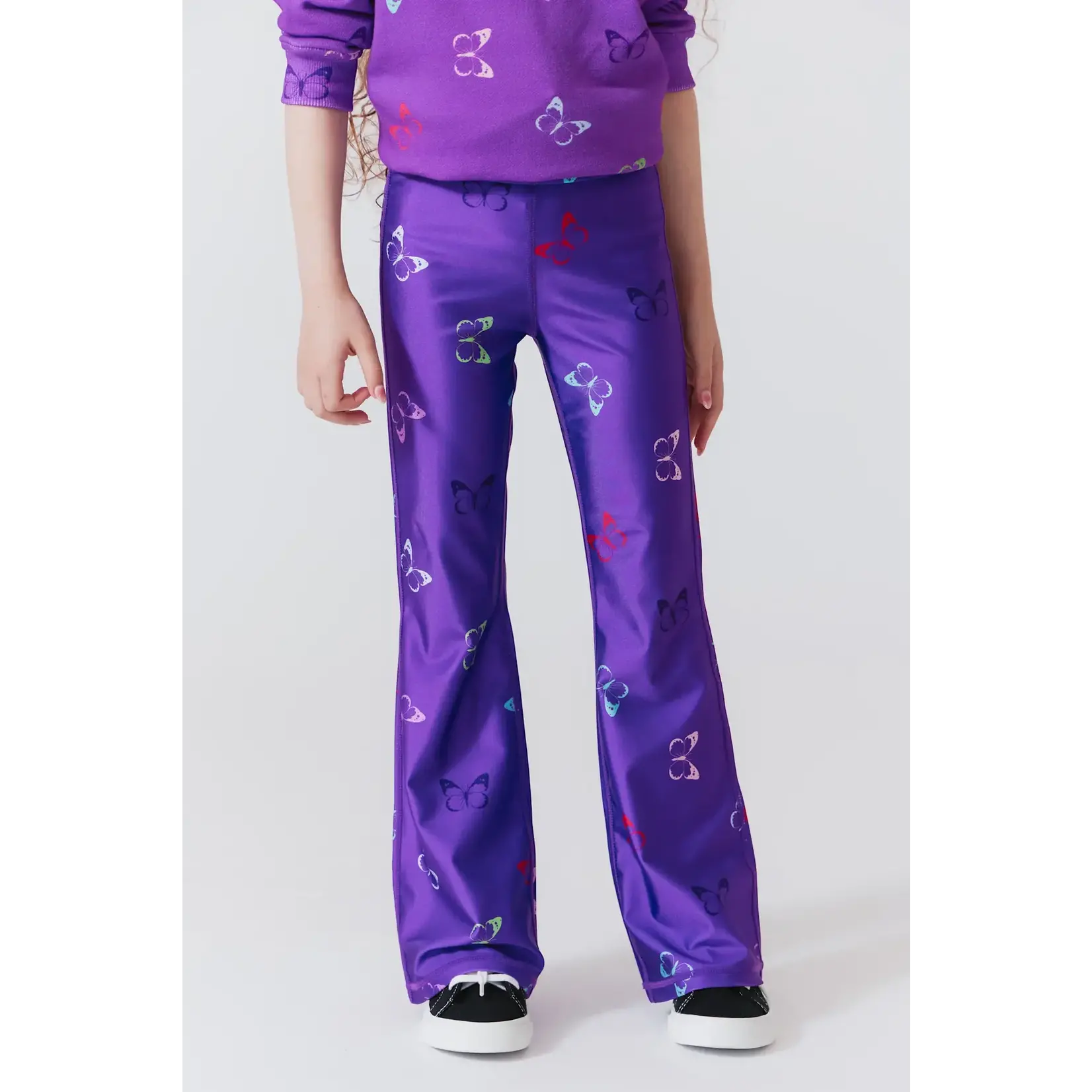 Terez Terez Multi Butterflies / Lavender Girls Hi-Shine Flare Legging