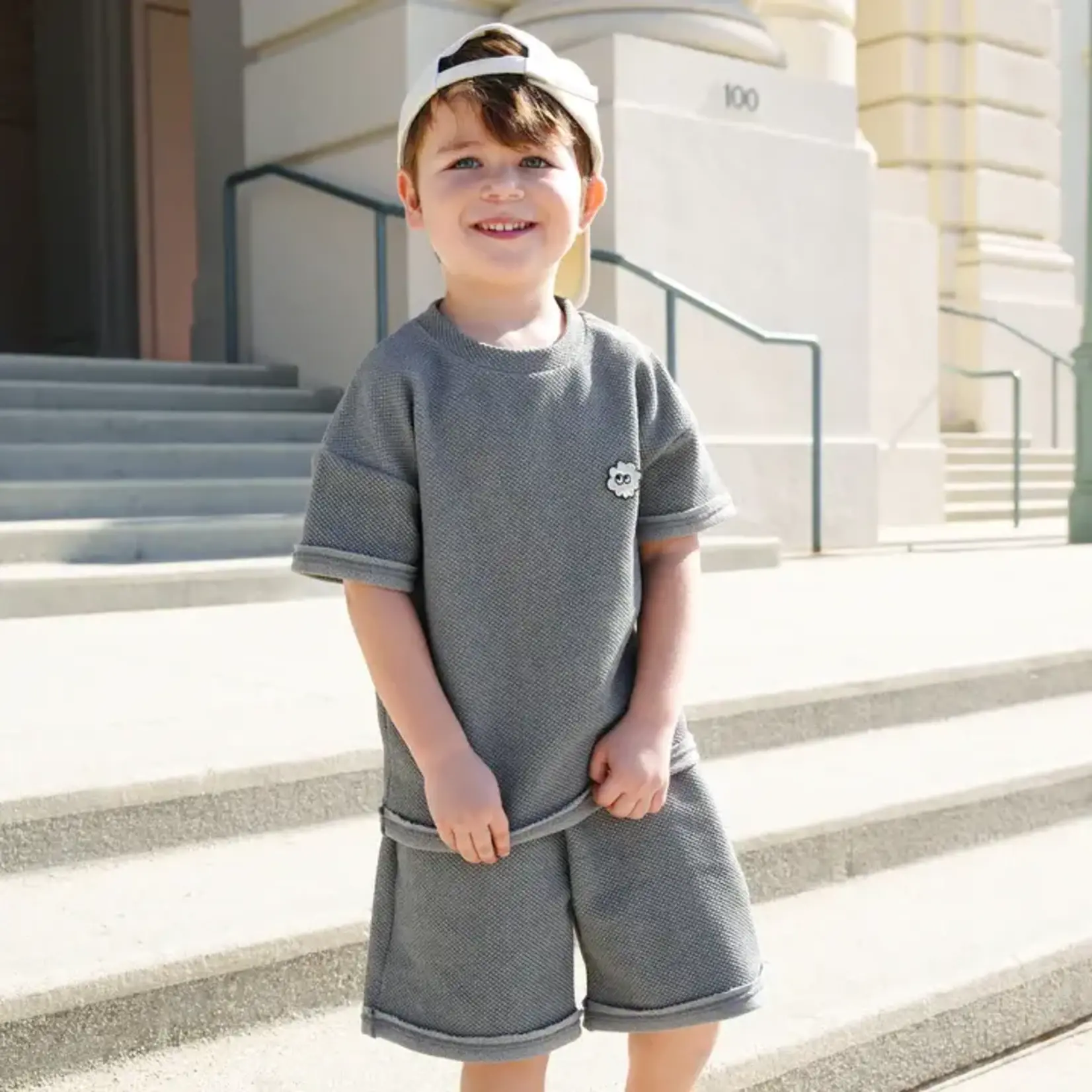 Petite Hailey Petite Hailey Charcoal Monster Sweatshirt And Short Set