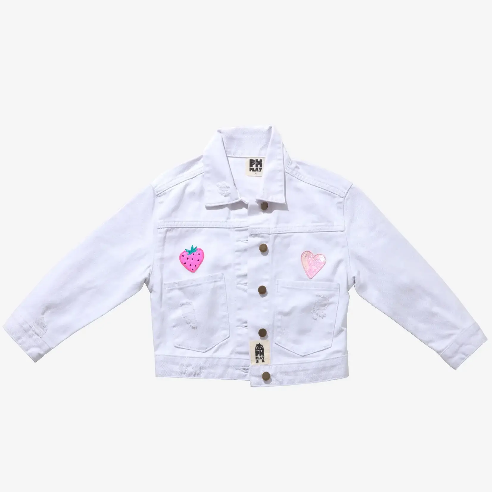 Petite Hailey Petite Hailey White Bow Patched Denim Jacket