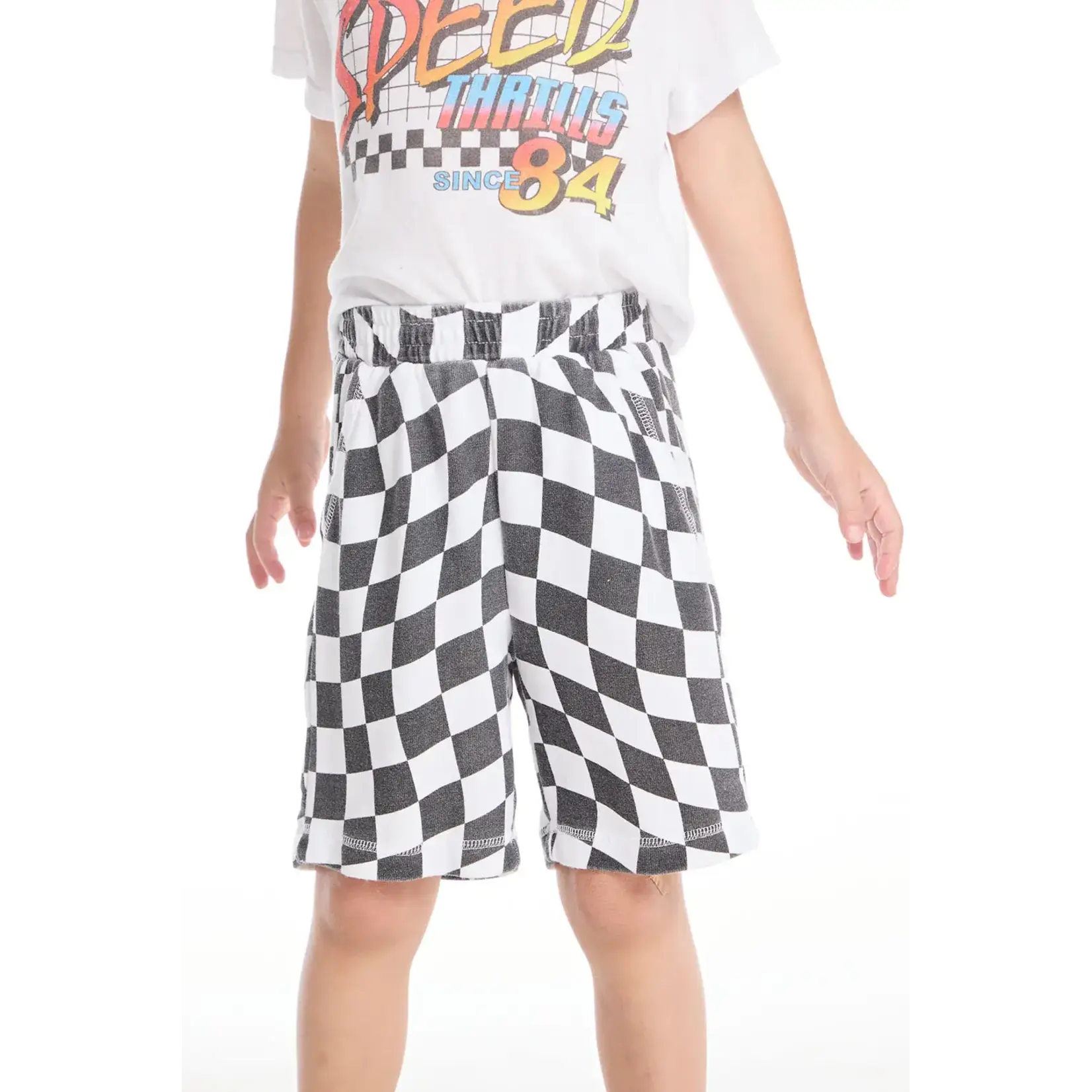 Chaser Chaser White Wavy Check Cozy Knit Beach Short