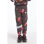 Chaser Chaser Vintage Black Rolling Stones Tongue Logo Cotton Fleece Lounge Pant