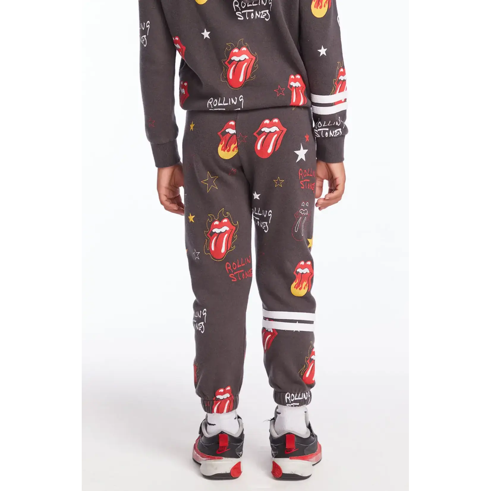 Chaser Chaser Vintage Black Rolling Stones Tongue Logo Cotton Fleece Lounge Pant