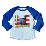 Rowdy Sprout Rowdy Sprout Vintage White/Royal Springsteen Born In The USA L/S Raglan Tee