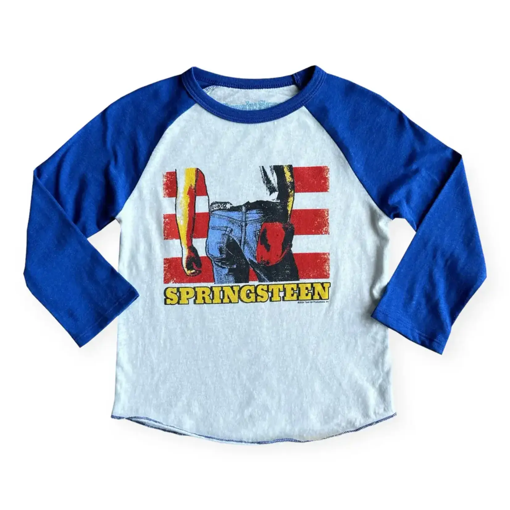 Rowdy Sprout Rowdy Sprout Vintage White/Royal Springsteen Born In The USA L/S Raglan Tee