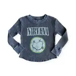 Rowdy Sprout Rowdy Sprout Vintage Black Nirvana Smiley L/S Thermal Tee