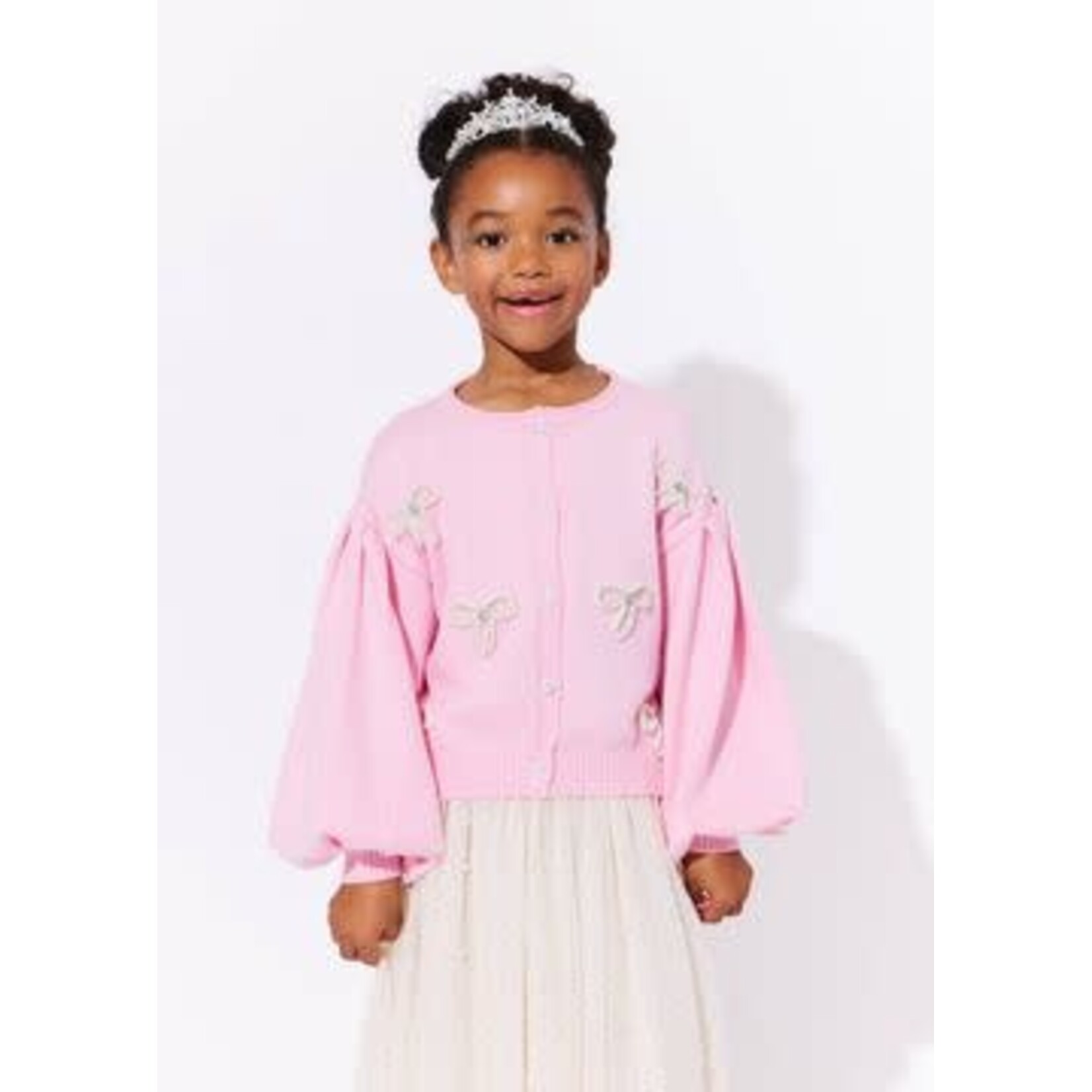 Lola & The Boys Lola & The Boys Pearl Bow Cardigan