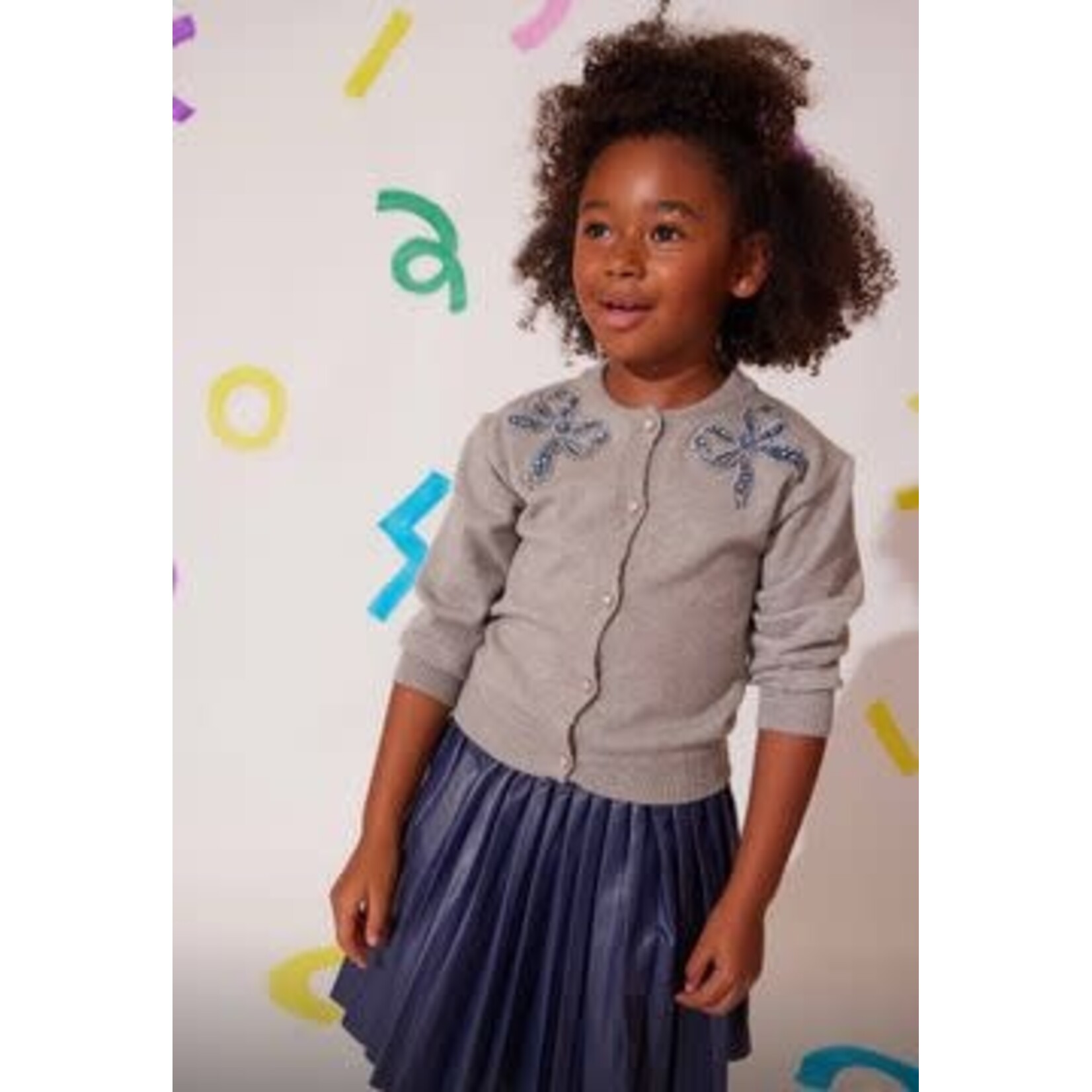 Lola & The Boys Lola & The Boys Blue Gems Bow Cardigan