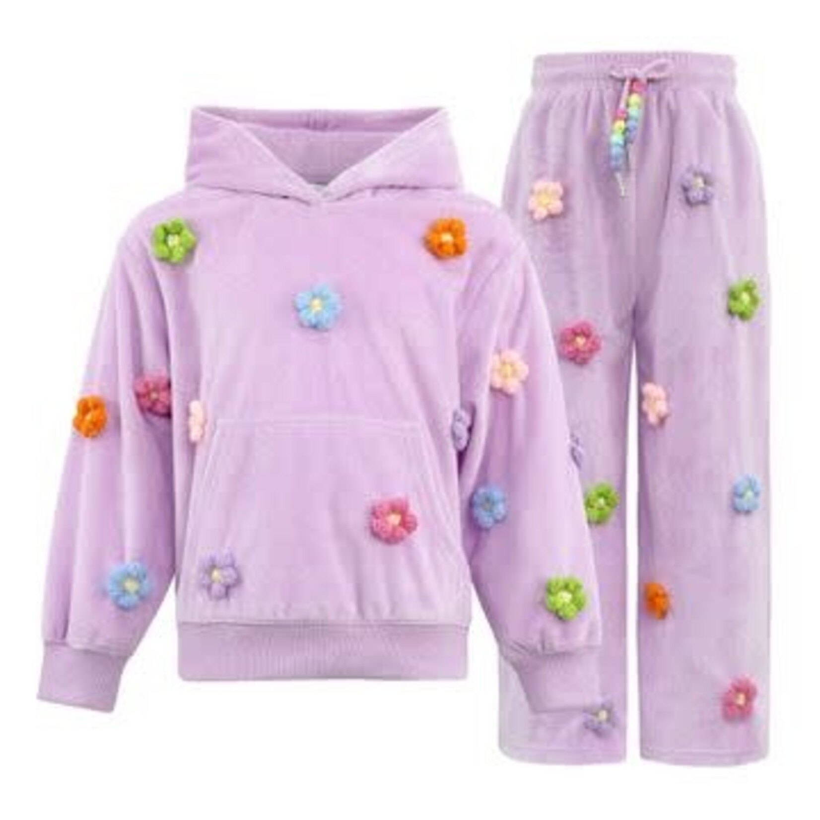 Lola & The Boys Lola & The Boys 3D Rainbow Daisy Velour Set