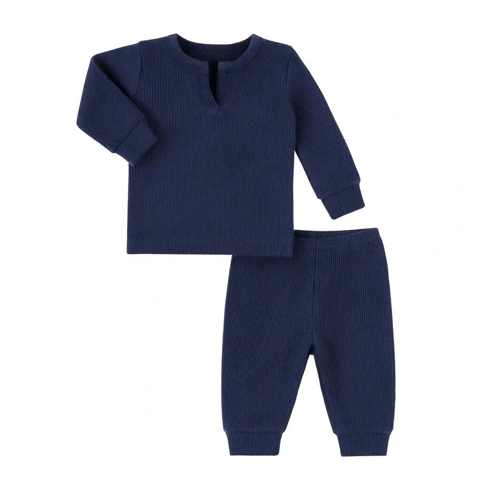 Paige Lauren Paige Lauren Navy Garment Dyed Eco Thermal Henley Tee and Legging Sets