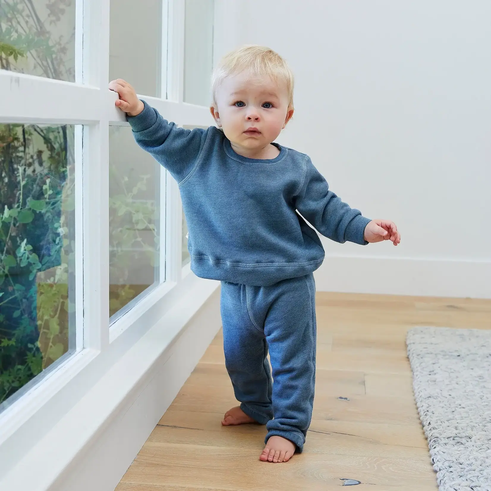 Paige Lauren Paige Lauren Blue Eco Fleece Sweatshirt and Sweatpant Loungewear Sets