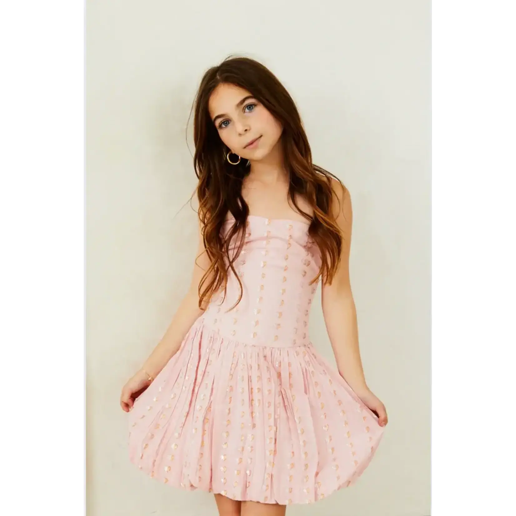 Theme Theme Pink Daniela Lurex Heart Bubble Dress