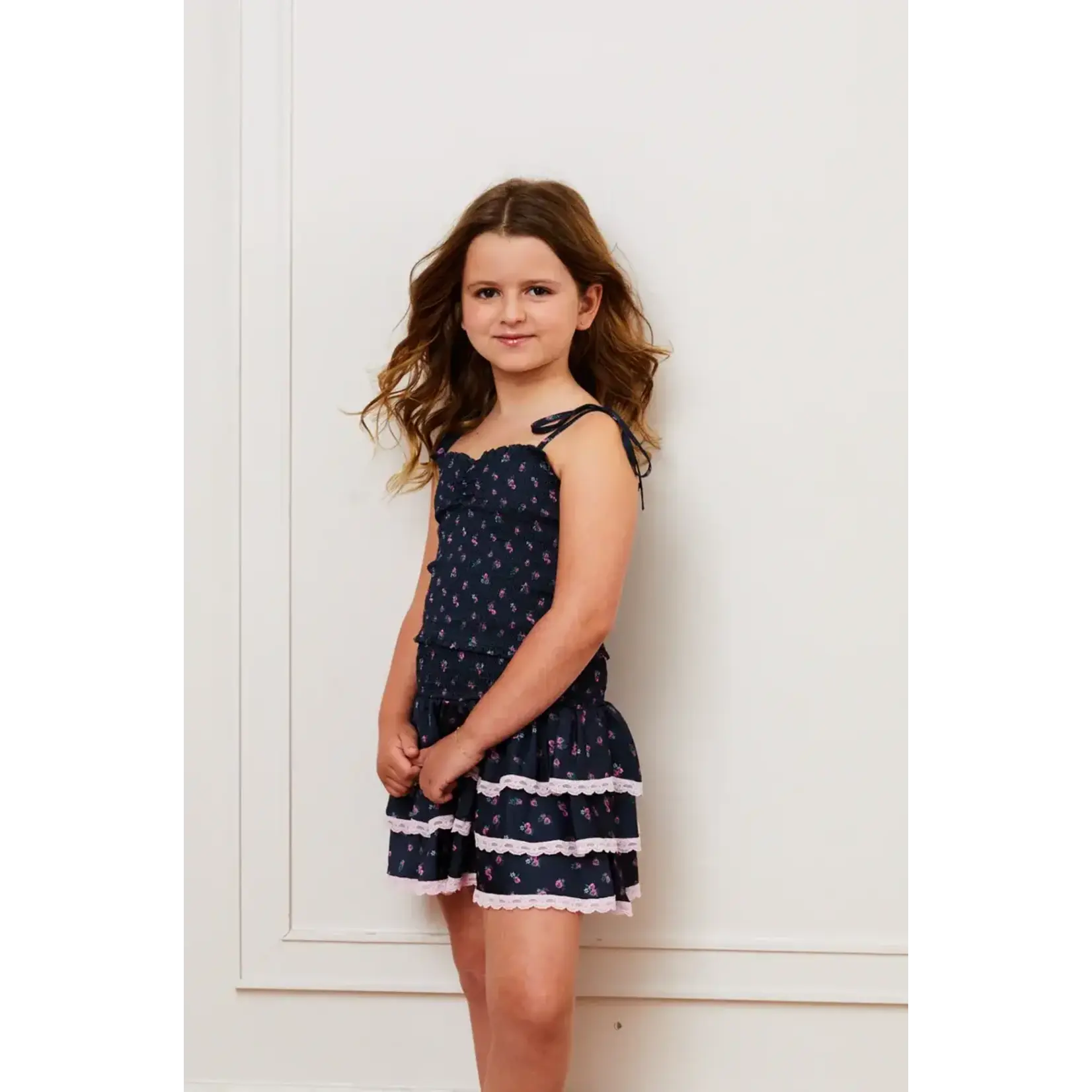 Theme Theme Georgia Black Rose Satin Smocked Top And Skirt Set