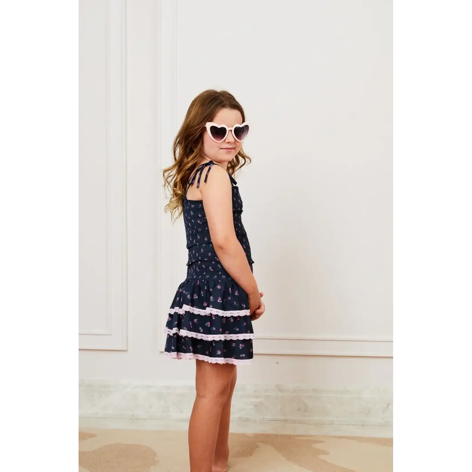 Theme Theme Georgia Black Rose Satin Smocked Top And Skirt Set