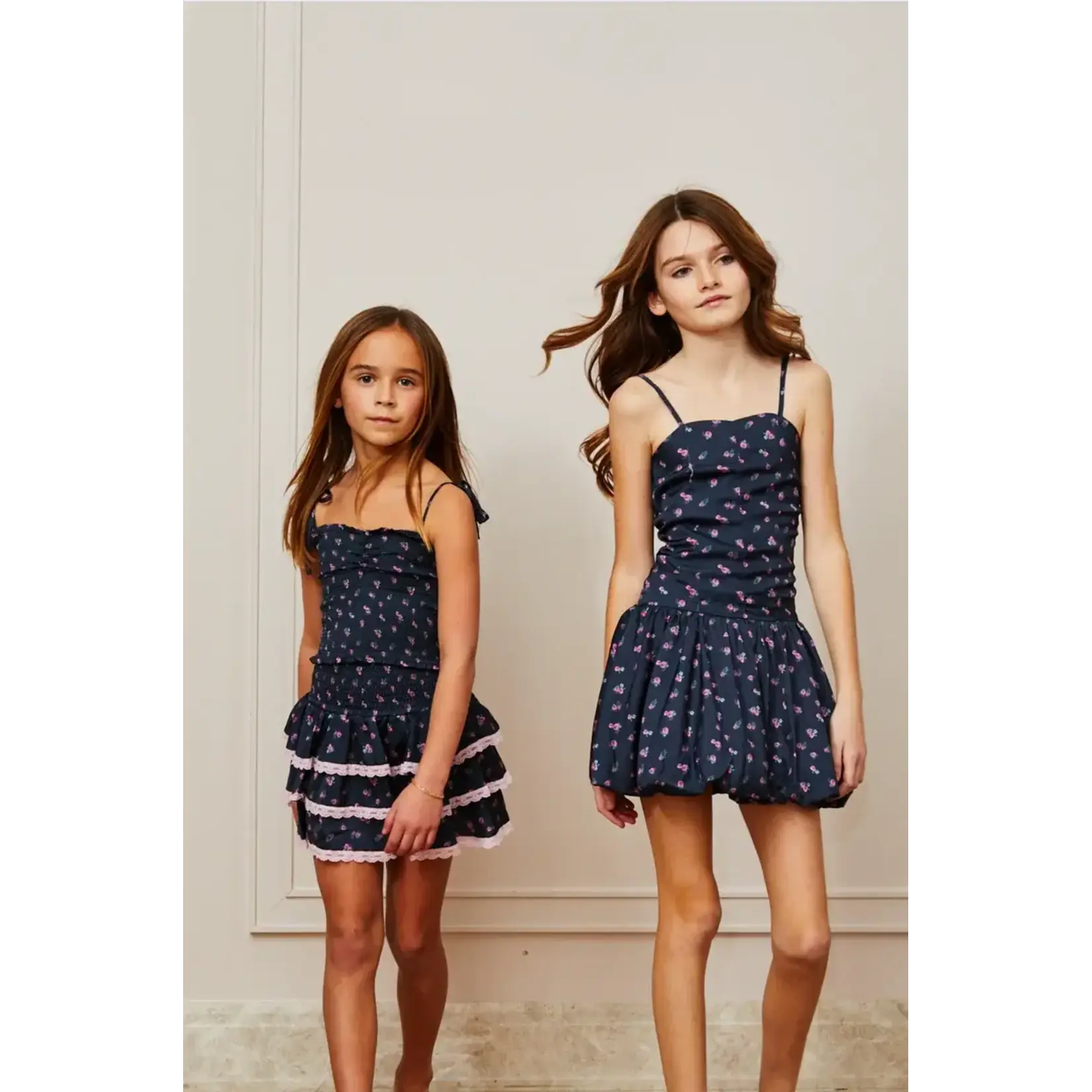 Theme Theme Georgia Black Rose Satin Smocked Top And Skirt Set