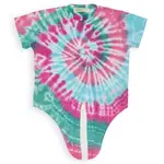 Fairwell Fairwell Magenta Spiral Tie Front Beach Tee And Biker Short Set