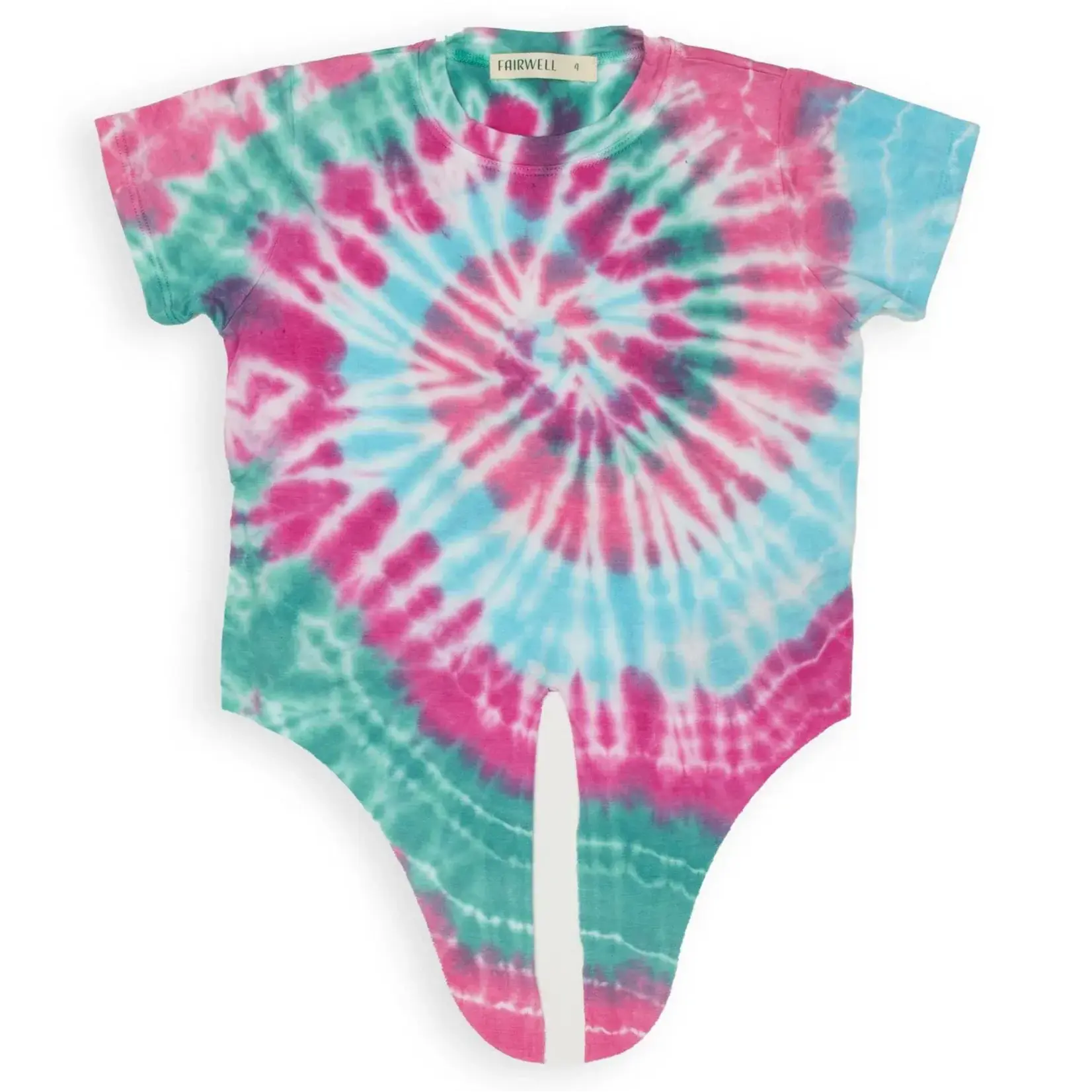 Fairwell Fairwell Magenta Spiral Tie Front Beach Tee And Biker Short Set