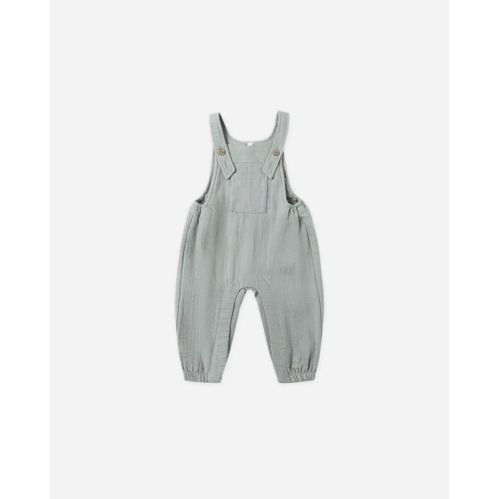 Quincy Mae Quincy Mae Steel Blue Baby Overall W/ Moon L/S Raglan