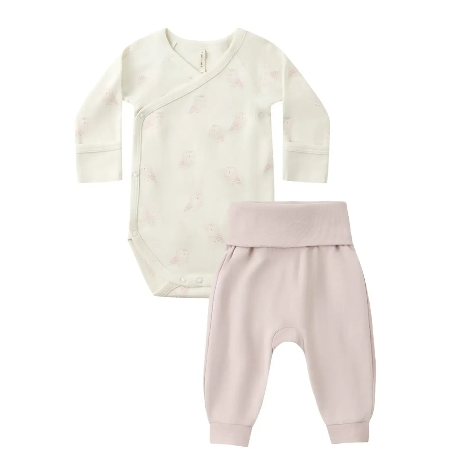 Quincy Mae Quincy Mae Snow Owls Side Snap Bodysuit + Pant Set
