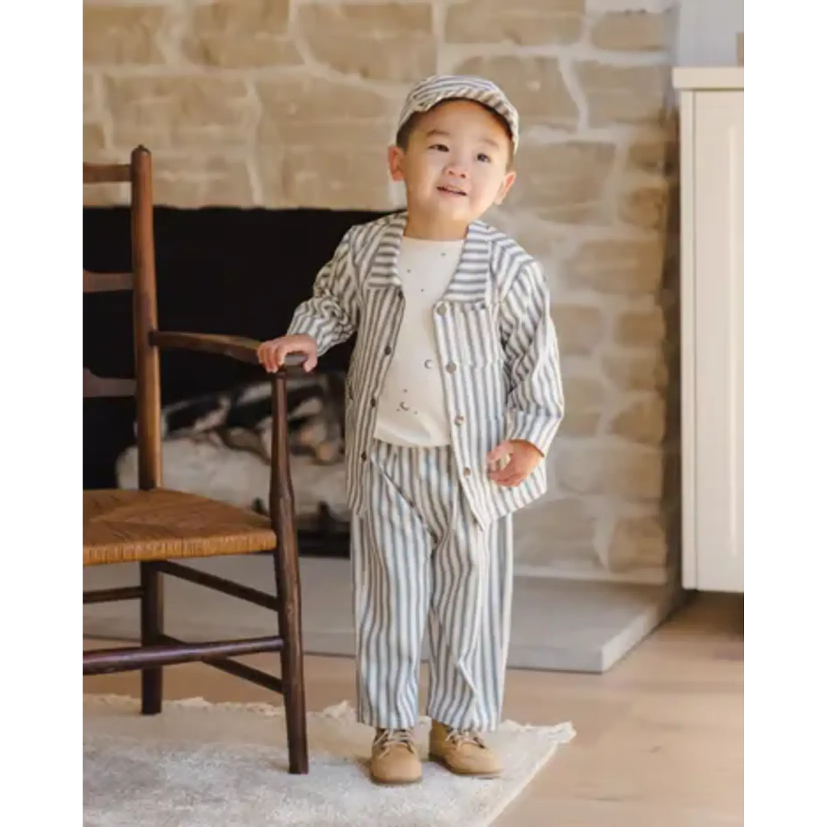 Quincy Mae Quincy Mae Ocean Pinstripe Utility Jacket And Pant Set