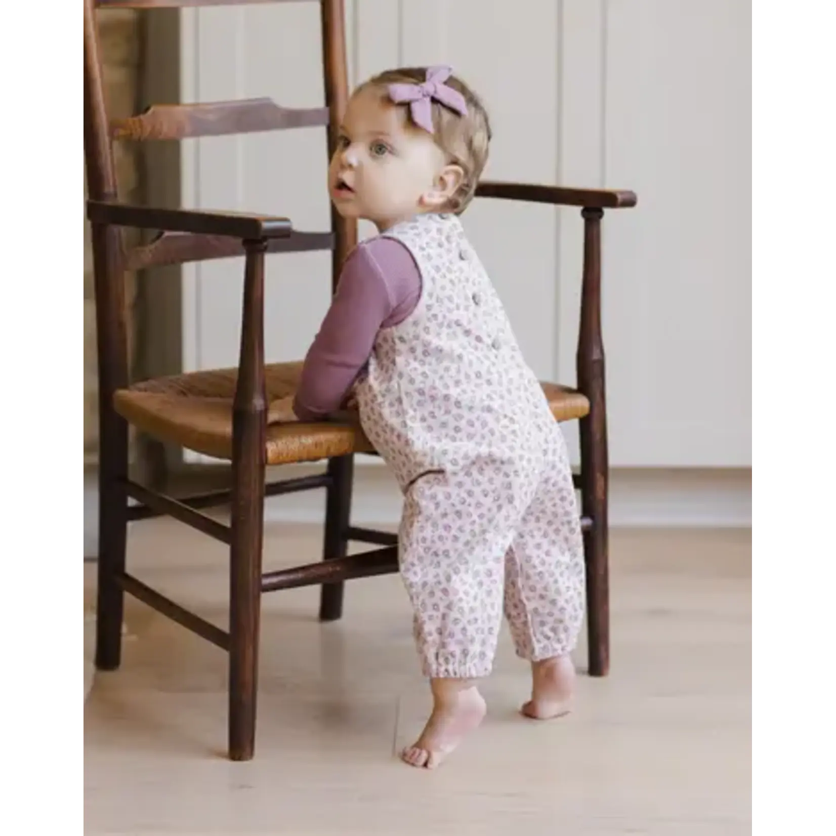 Quincy Mae Quincy Mae Mulberry Waffle L/S Bodysuit And Wildflower Maisie Overall