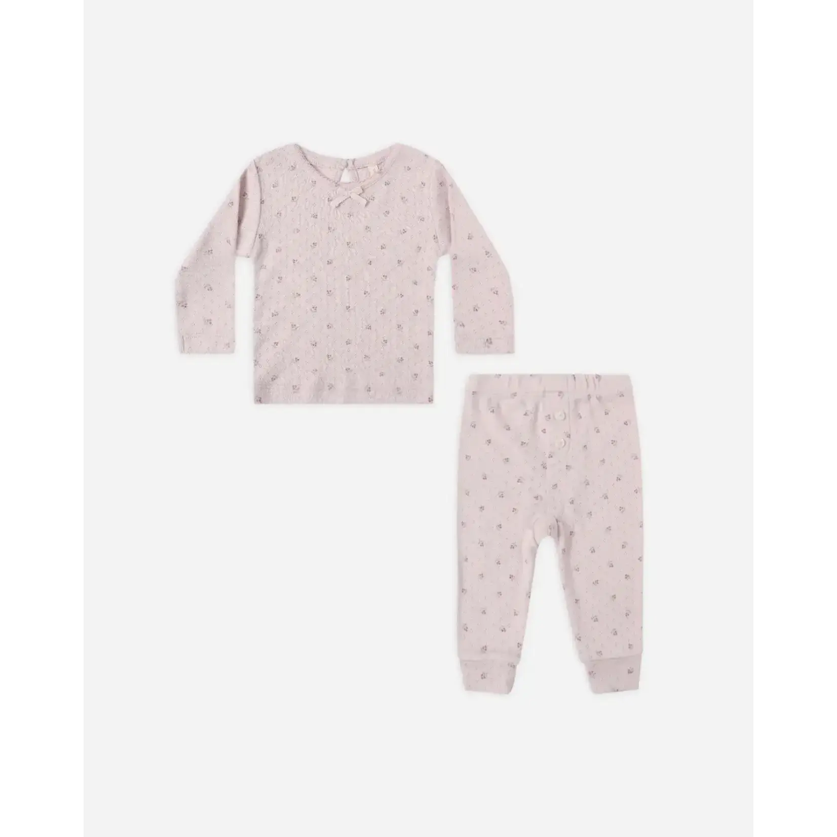 Quincy Mae Quincy Mae Lilac Ditsy Pointelle L/S Tee + Legging Set