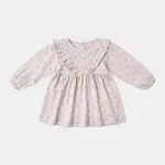 Quincy Mae Quincy Mae Lilac Ditsy Long Sleeve Ruffle V Dress