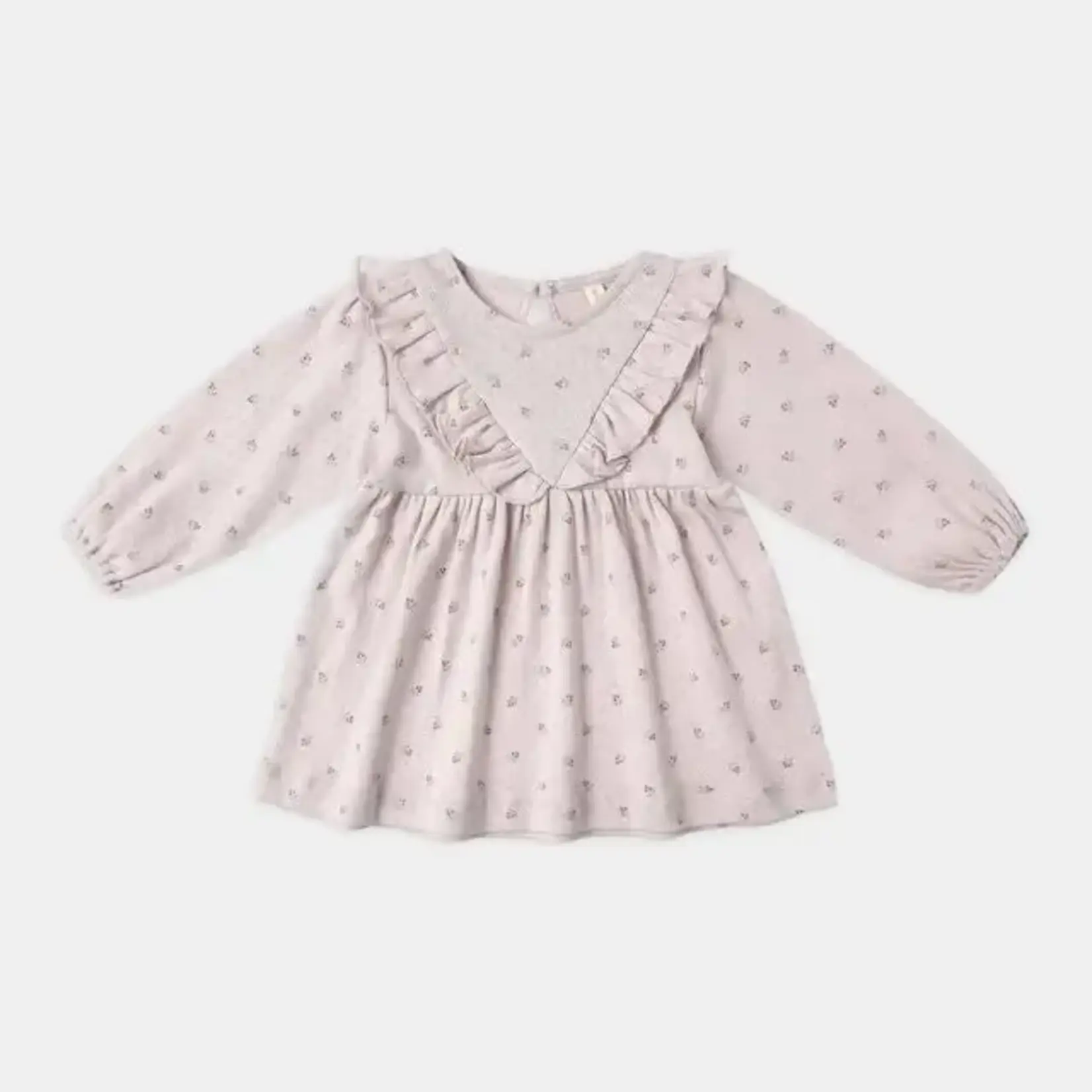 Quincy Mae Quincy Mae Lilac Ditsy Long Sleeve Ruffle V Dress