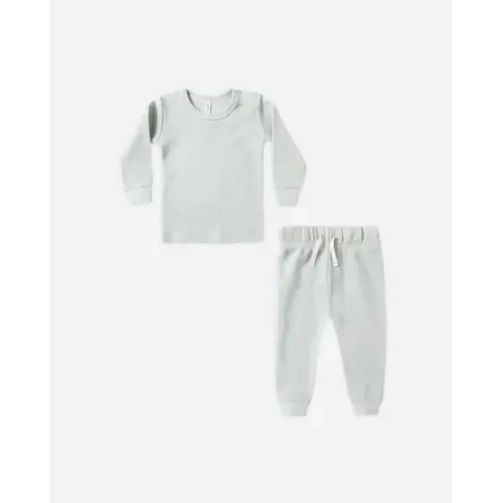 Quincy Mae Quincy Mae Ice Blue Waffle Top + Pant Set