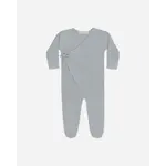 Quincy Mae Quincy Mae Heathered Dusty Blue Wrap Knit Footie