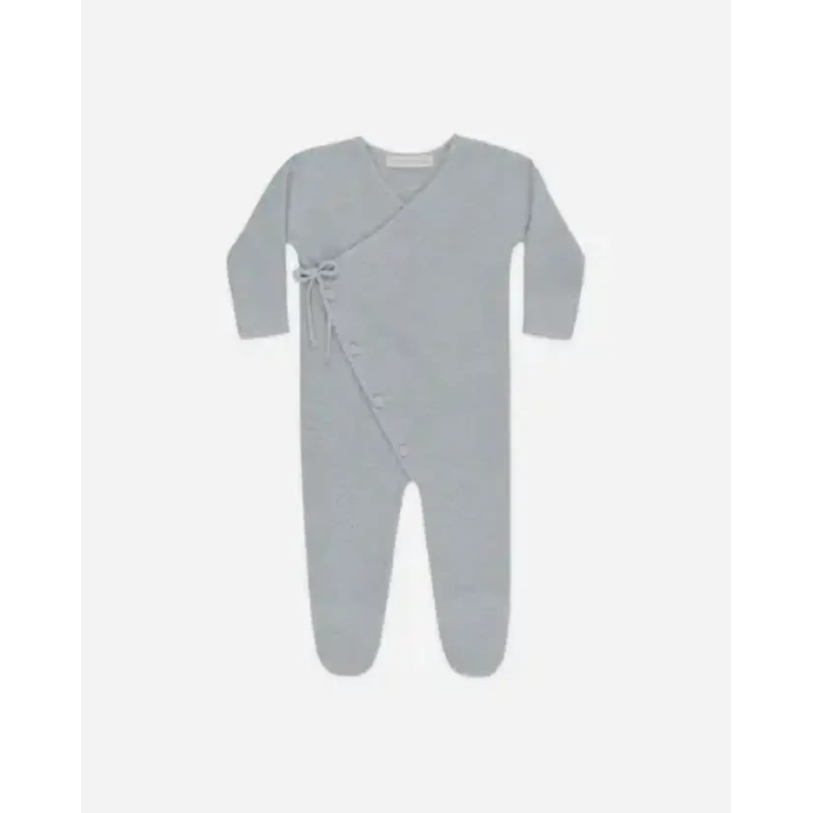 Quincy Mae Quincy Mae Heathered Dusty Blue Wrap Knit Footie