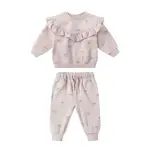 Quincy Mae Quincy Mae Bows Ruffle Fleece Sweatshirt And Pant Set