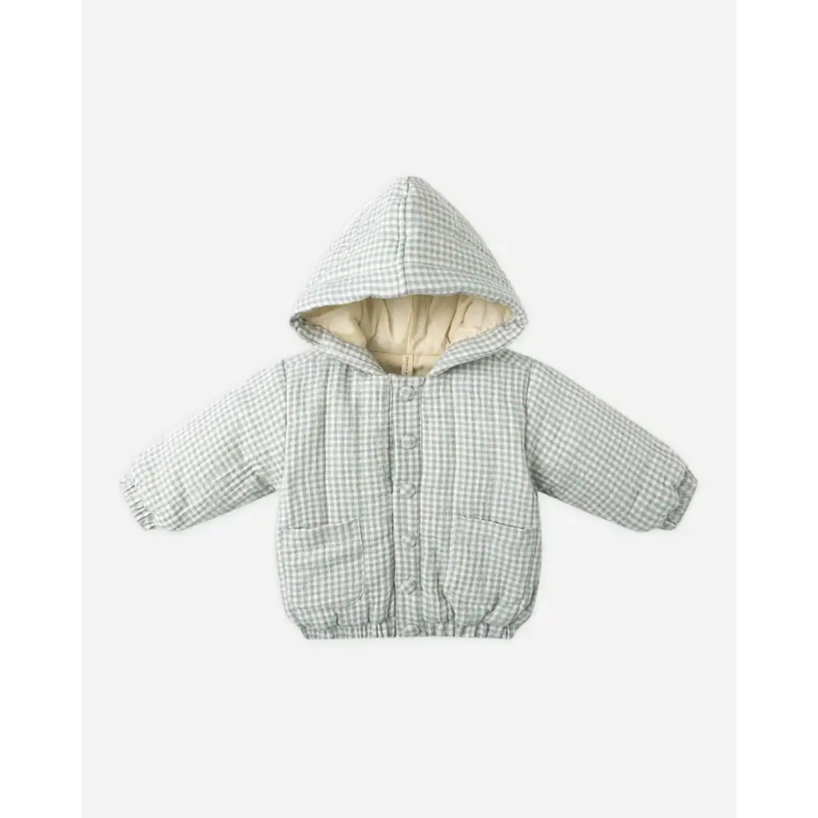 Quincy Mae Quincy Mae Blue Gingham Hooded Woven Jacket