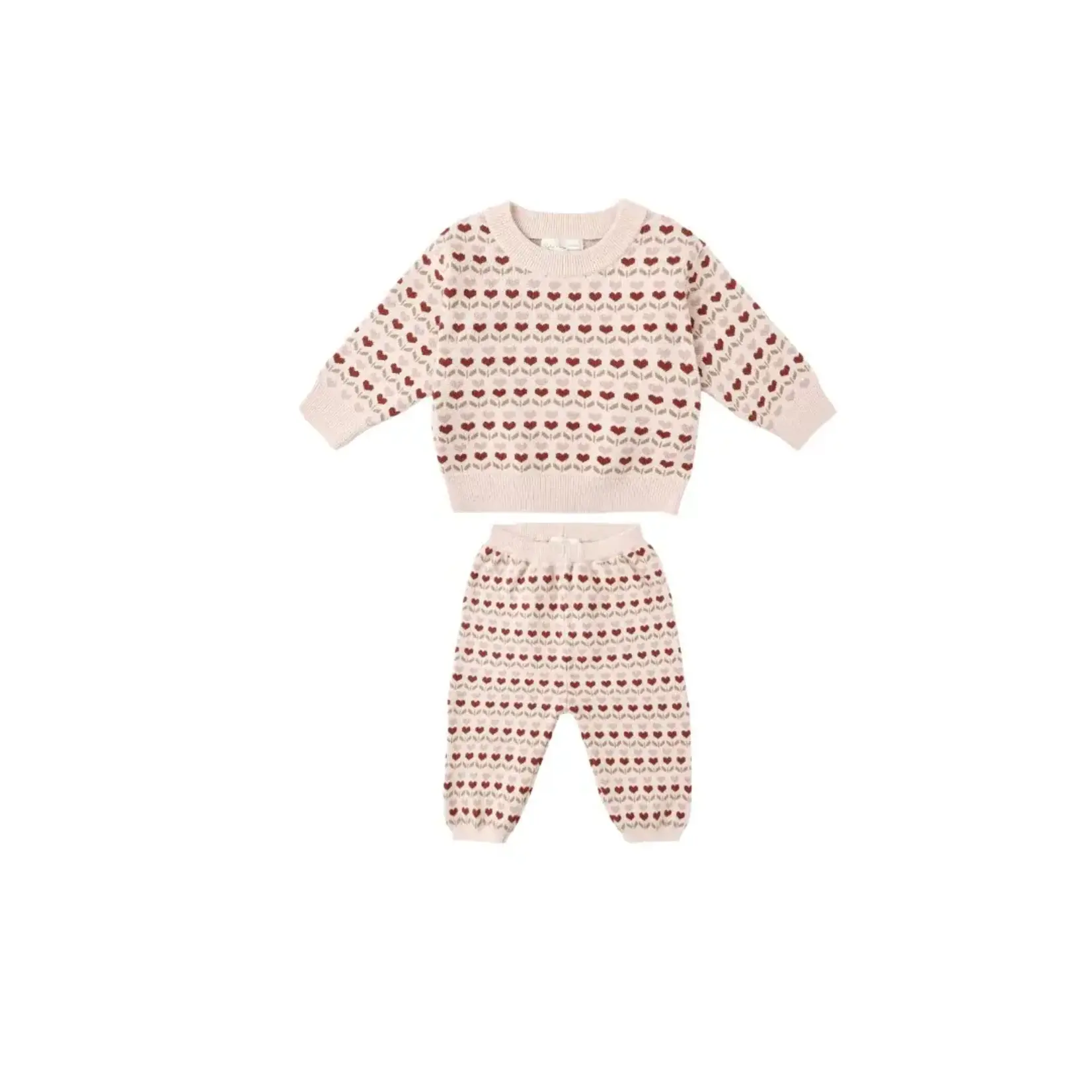 Rylee + Cru Rylee + Cru Ruby Hearts Shiloh Sweater And Knit Pant Set