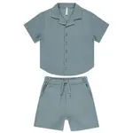 Rylee + Cru Rylee + Cru Ocean Lapel Collared Shirt And Perry Short Set