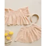 Rylee + Cru Rylee + Cru Grapefruit Stripe Smocked V Mini Skirt And Colette Top Set