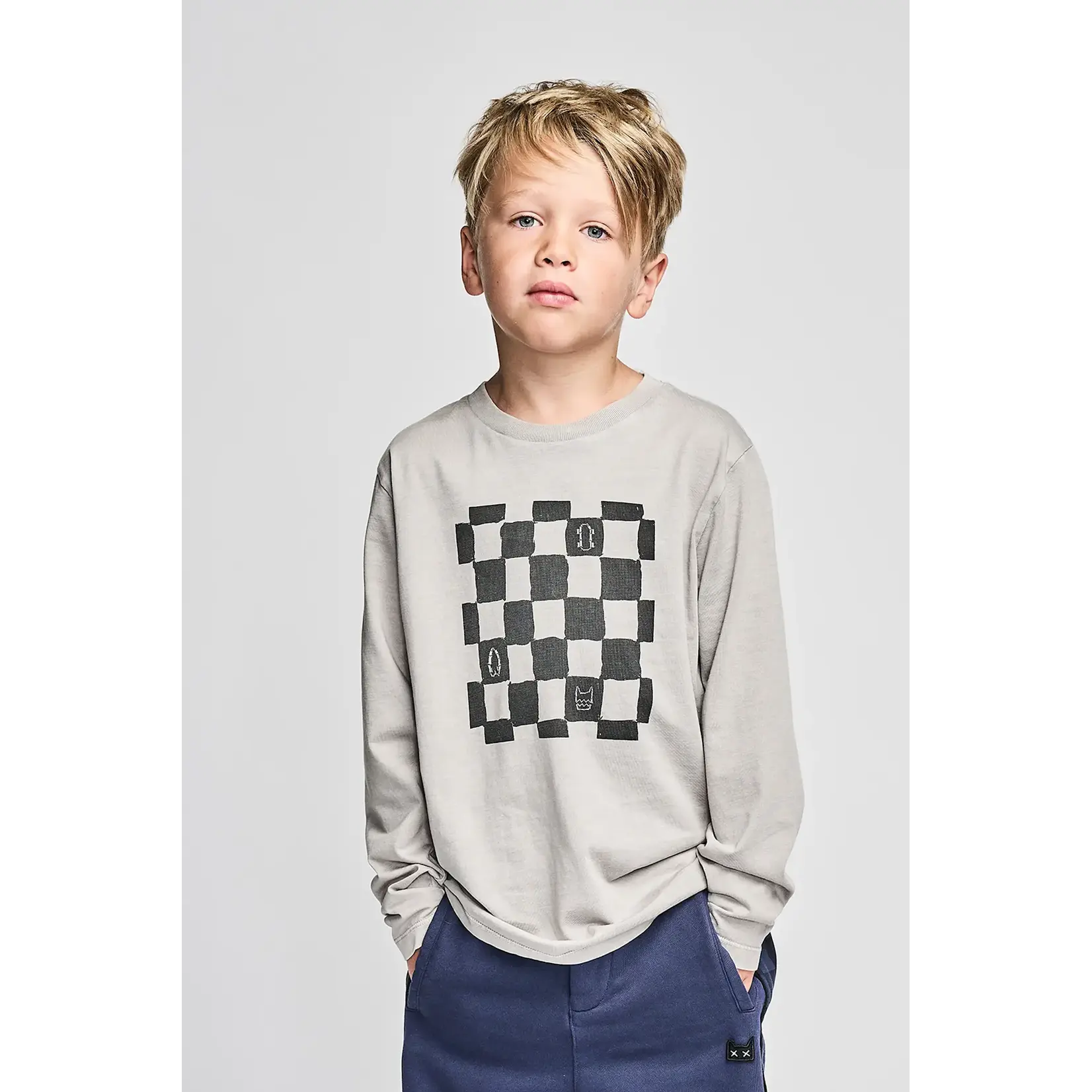 Munster Munster Light Grey Mineral Checkplay L/S Tee