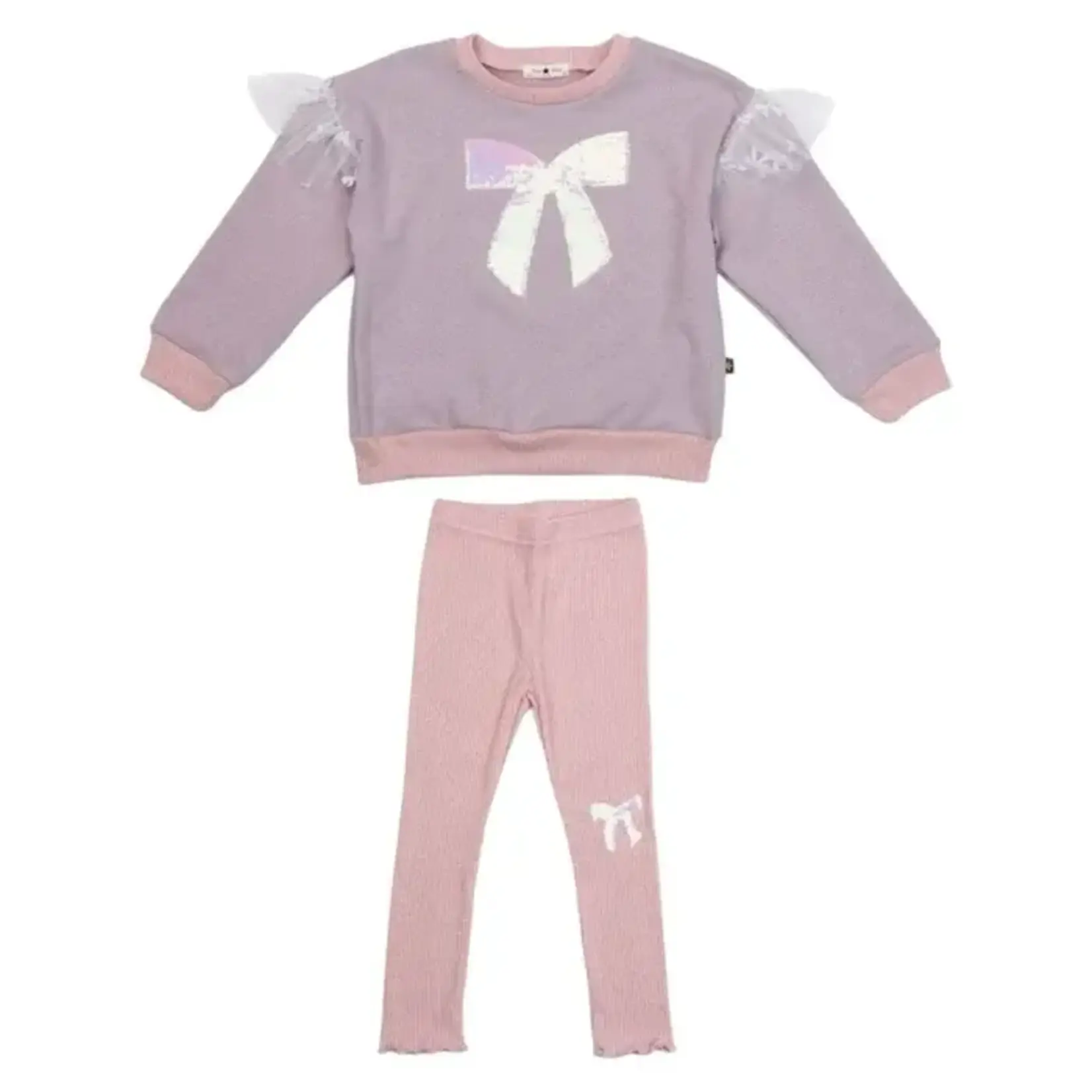 Petite Hailey Petite Hailey Pink Glitter Bow Frill Sweatshirt Set