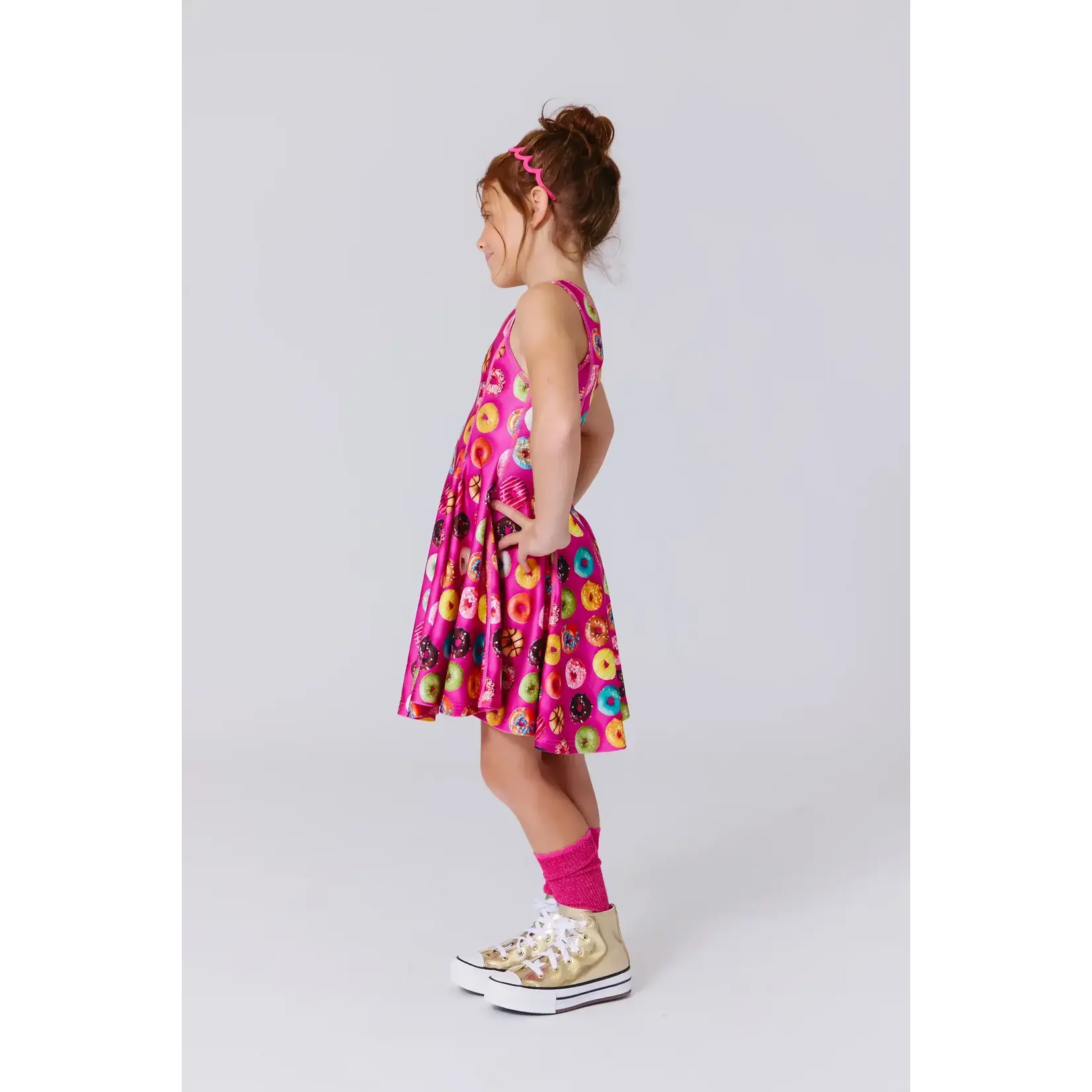 Terez Terez Donuts On Pink Girls Hi-Shine Skater Dress