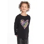 Chaser Chaser True black Glow Heart Vintage Jersey L/S Shirttail Tee