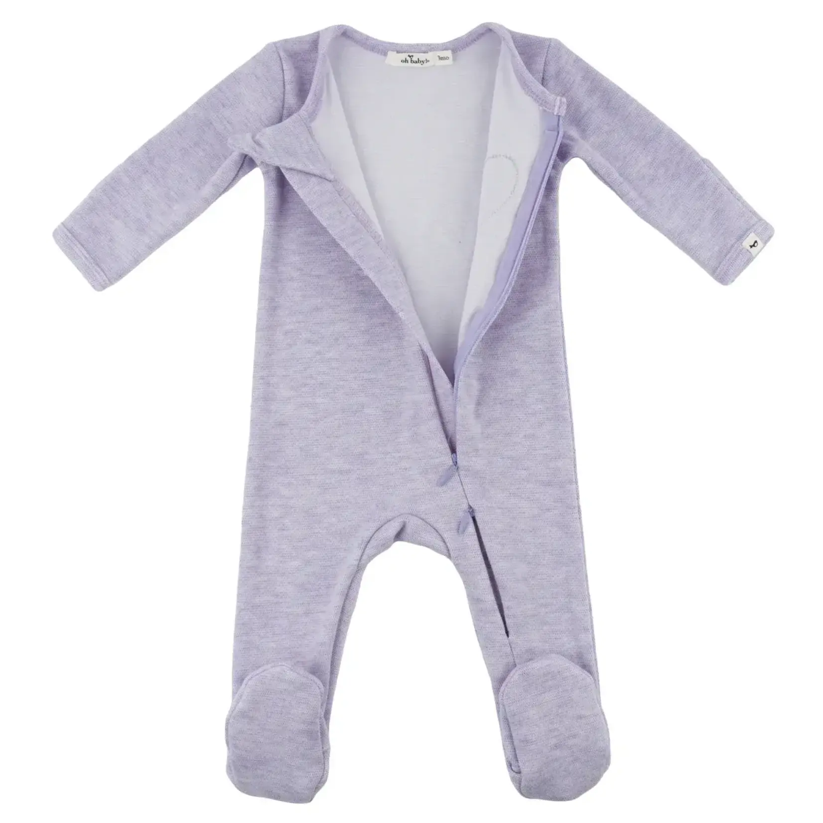 Oh Baby! Oh Baby Wisteria Honeycomb Heart Patch Zipper Footie