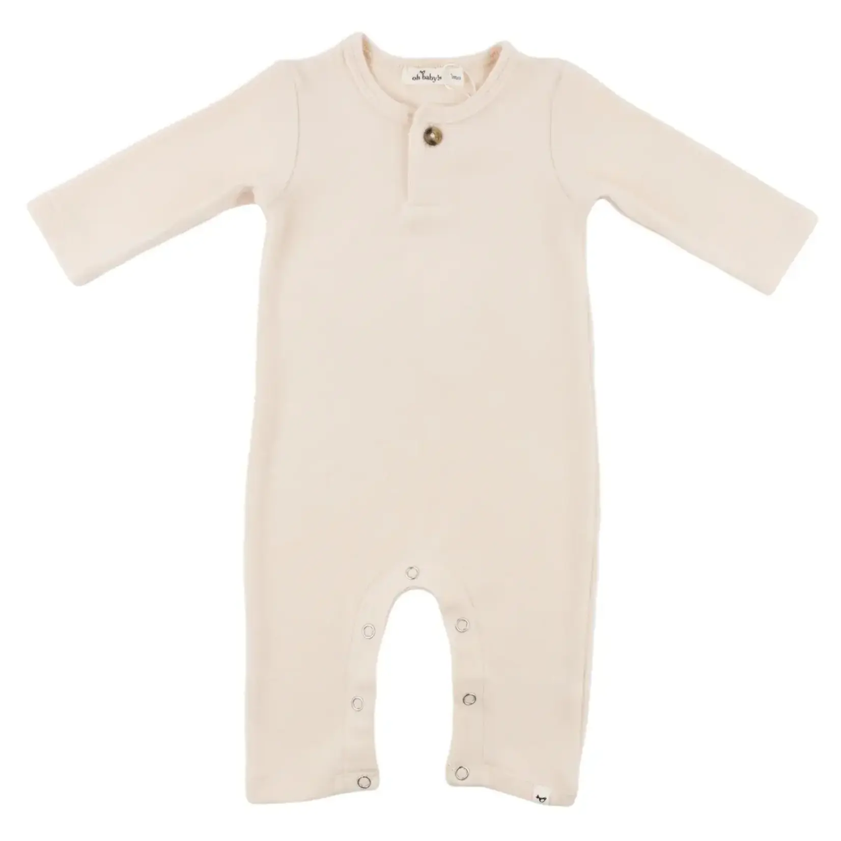 Oh Baby! Oh Baby Vanilla Mini Stripe One Button Long Romper