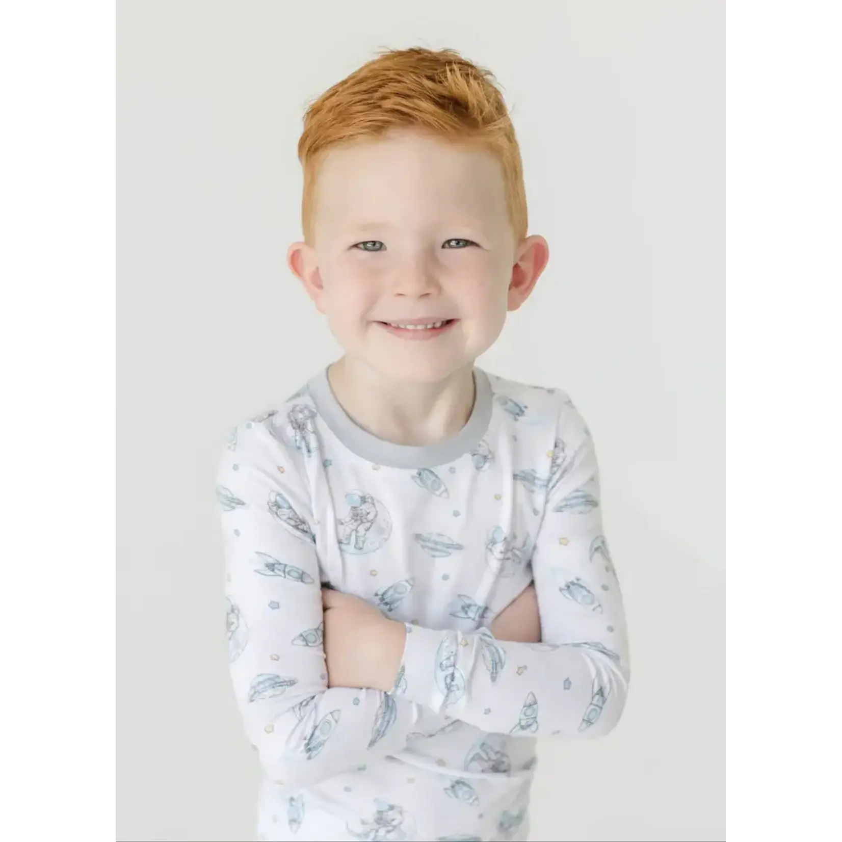 Esme Esme To The Moon Boys L/S Top And Bottom PJ Set