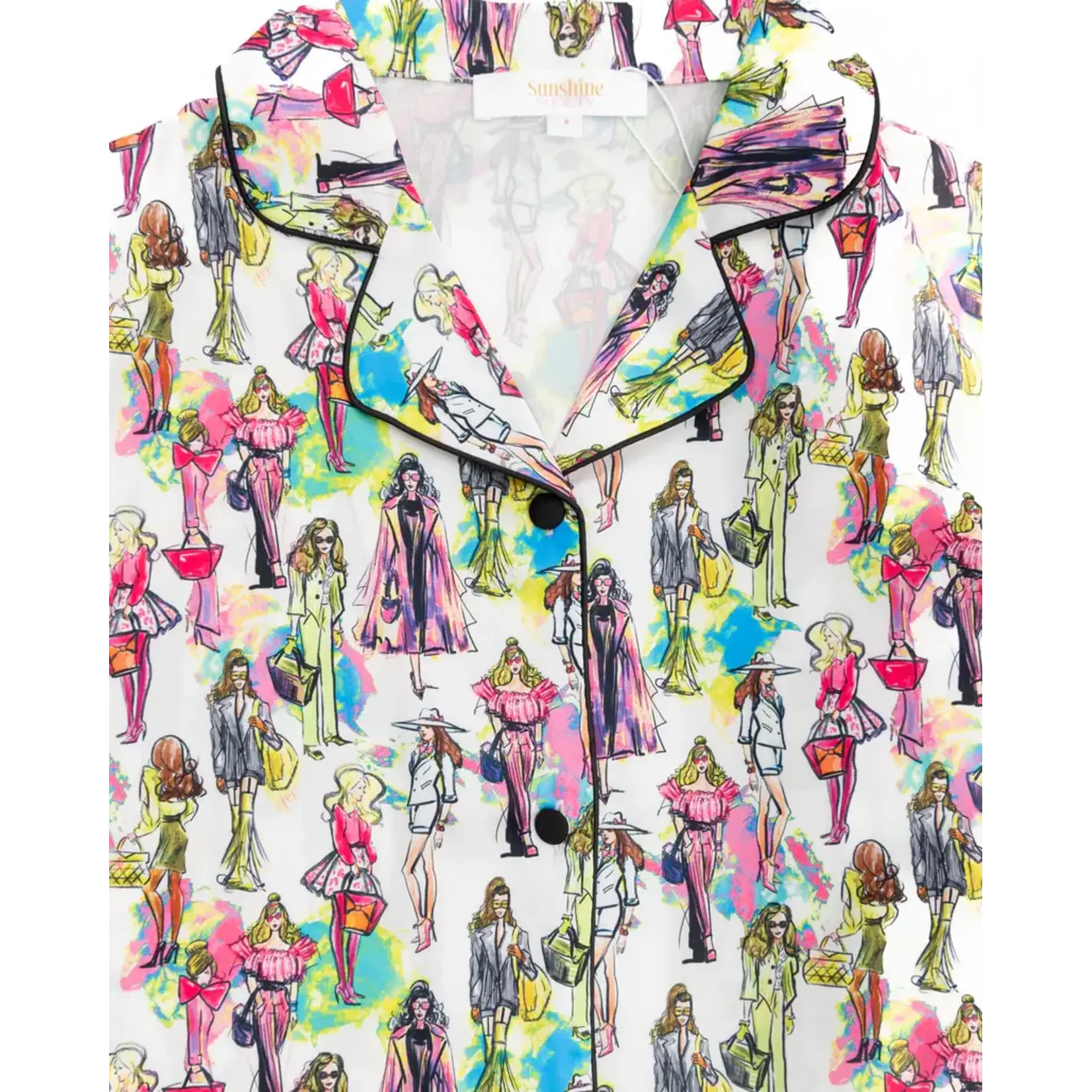 Sunshine Society Sunshine Society Fashionista Silky S/S W/ Shorts Pj Set