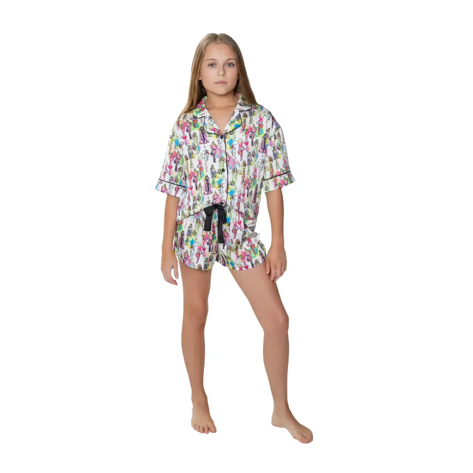 Sunshine Society Sunshine Society Fashionista Silky S/S W/ Shorts Pj Set