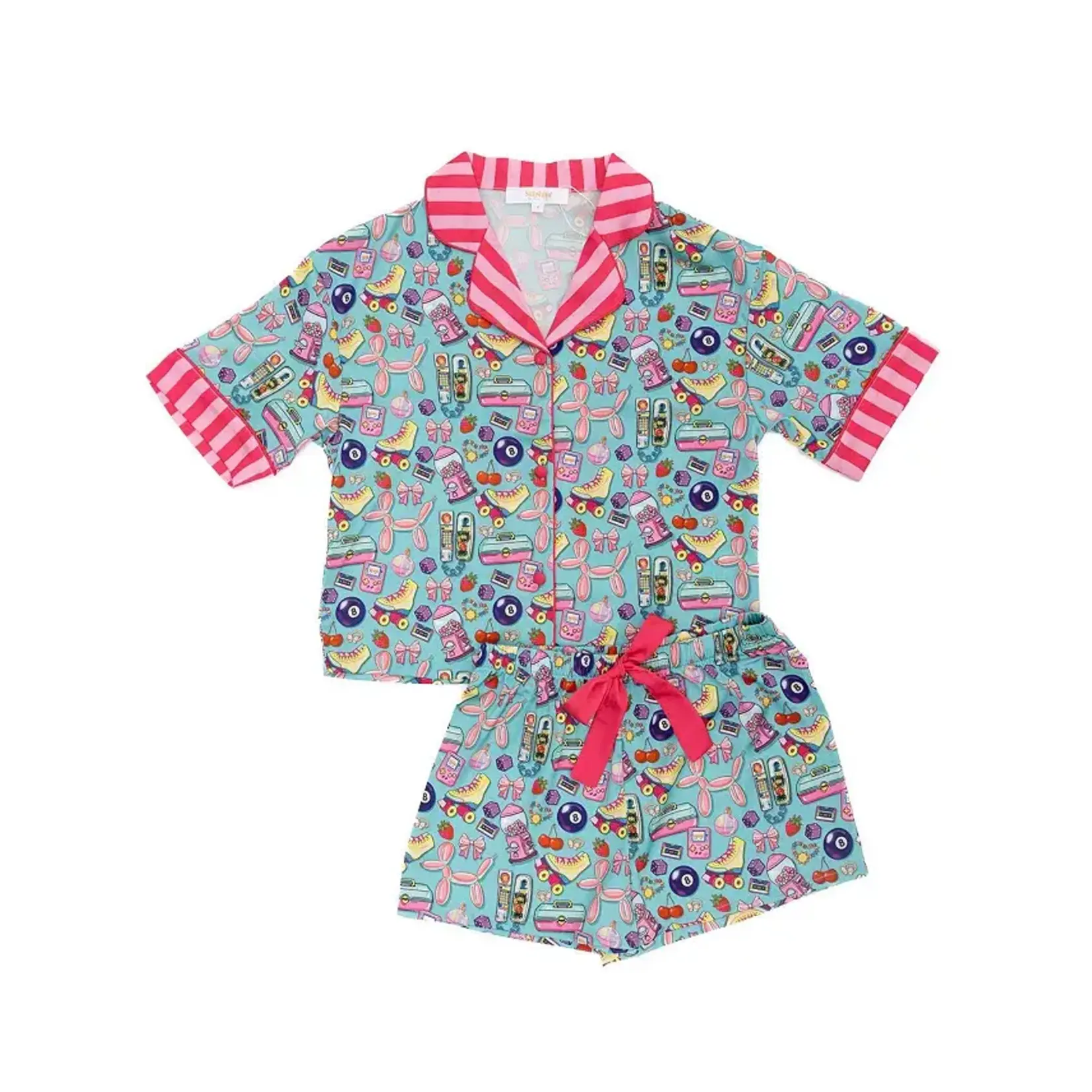 Sunshine Society Sunshine Society 90's Girl Silky S/S With Shorts Pj Set