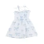 Oh Baby! Oh Baby Oyster Big Bows Sky Harriet Ruffle Cinched Dress